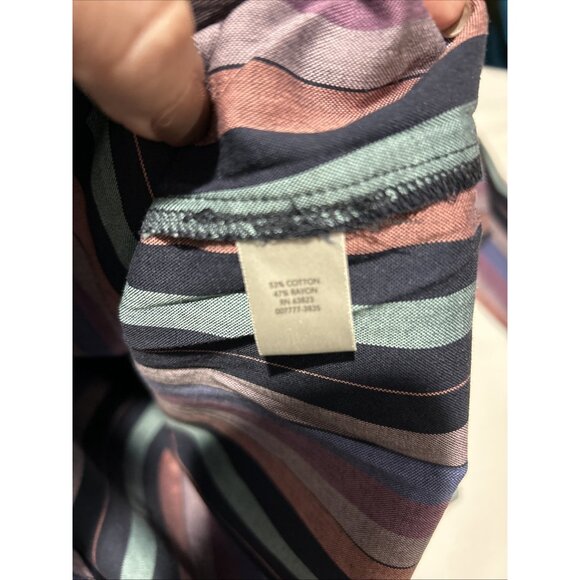 Christopher Banks Shirt Womens Colorful Striped Mandarin Collar Work Job L - Picture 6 of 9